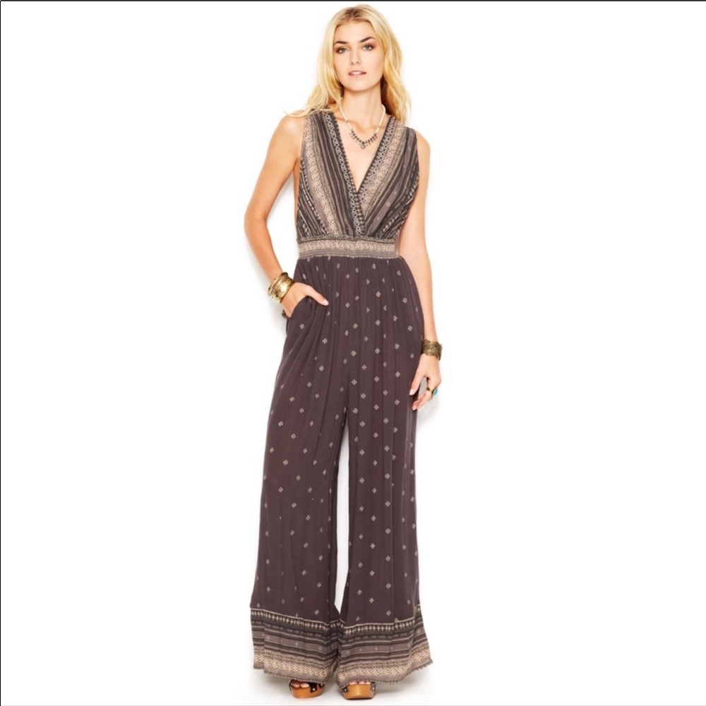 Free People Brown Wide Leg Jumpsuit